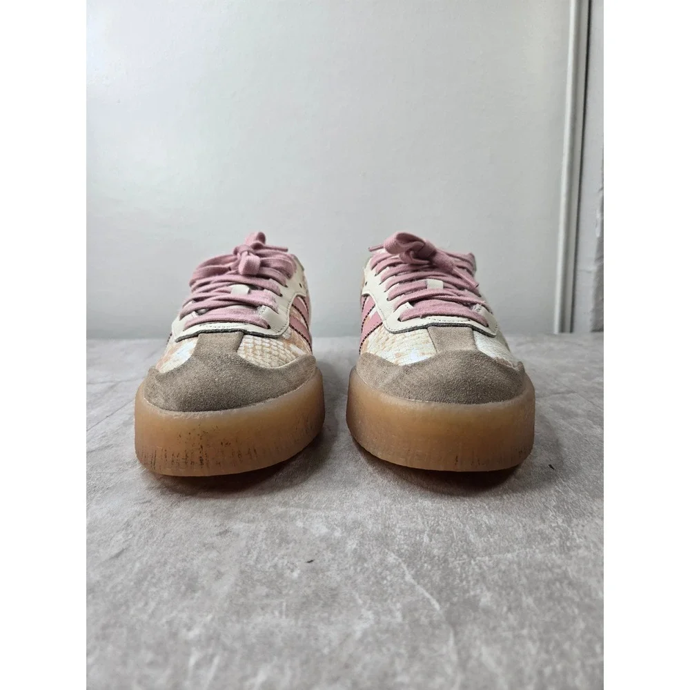 Adidas Samba Sneaker 8 Pink Cream Snakeskin Platform Gum Shoes Sporty Athleisure